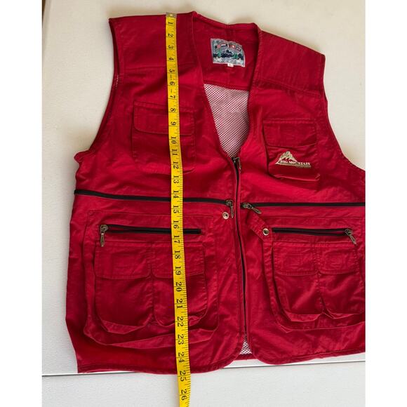 Big Mountain Utility Vest Men's XL Red Mesh Lined Pockets V-Neck Full Zip Hiking - Picture 5 of 9